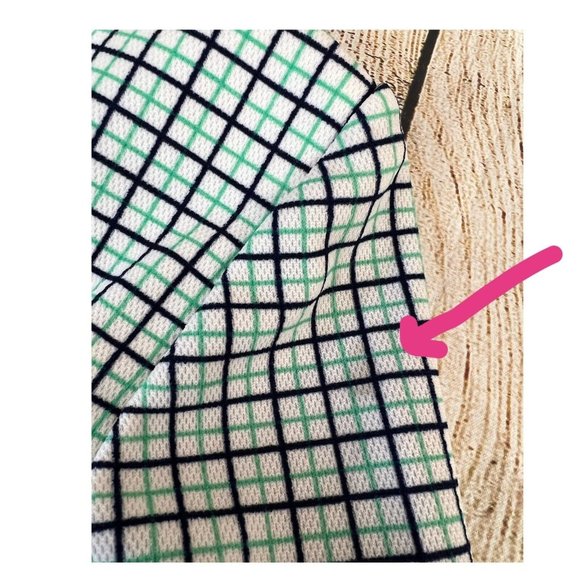 Vtg 70s Women Plaid Jacket Tag Sz 12 Blue Green Polyester Double Knit Mod Retro - Picture 11 of 11